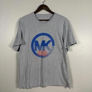 Michael Kors Men’s XL Gray Graphic TShirt MK Logo Short Sleeve Casual Tee Cotton